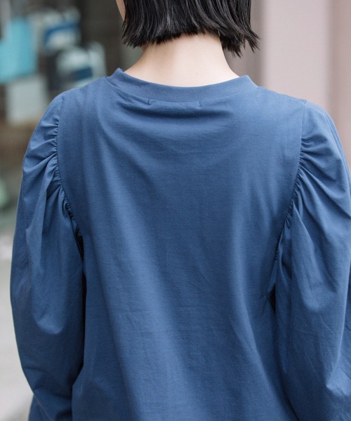 Munich（ミューニック）の「プレミアムコットンジャージギャザースリーブプルオーバー（Tシャツ/カットソー・レディース・ホワイト/ダークブラウン/ブラック/ネイビー・FREE）」の15枚目の写真