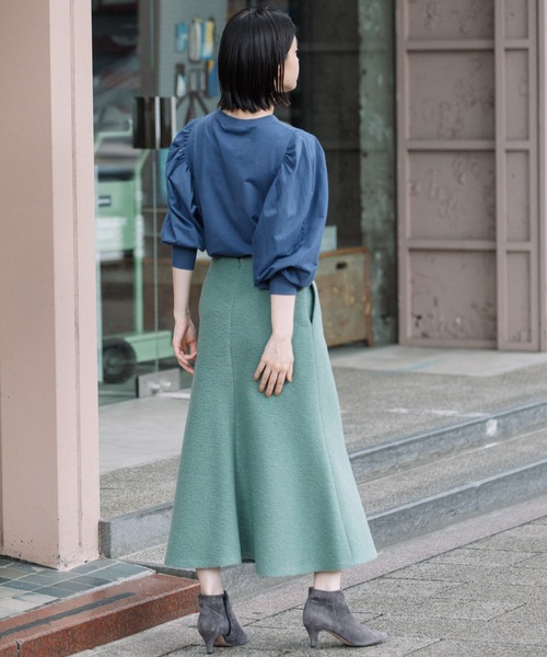 Munich（ミューニック）の「プレミアムコットンジャージギャザースリーブプルオーバー（Tシャツ/カットソー・レディース・ホワイト/ダークブラウン/ブラック/ネイビー・FREE）」の11枚目の写真