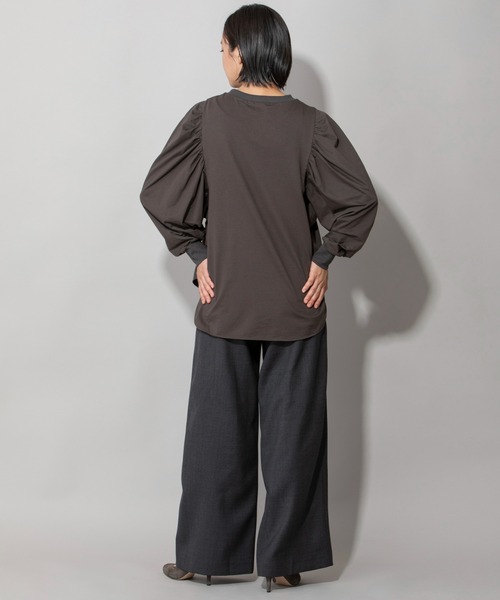 Munich（ミューニック）の「プレミアムコットンジャージギャザースリーブプルオーバー（Tシャツ/カットソー・レディース・ホワイト/ダークブラウン/ブラック/ネイビー・FREE）」の20枚目の写真