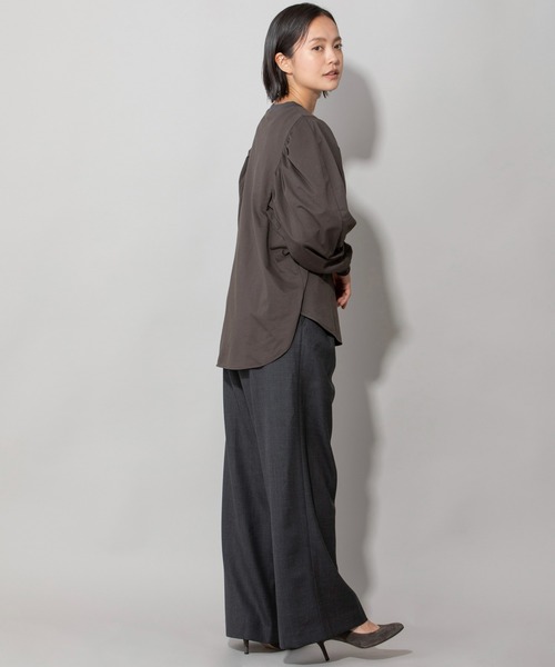 Munich（ミューニック）の「プレミアムコットンジャージギャザースリーブプルオーバー（Tシャツ/カットソー・レディース・ホワイト/ダークブラウン/ブラック/ネイビー・FREE）」の19枚目の写真