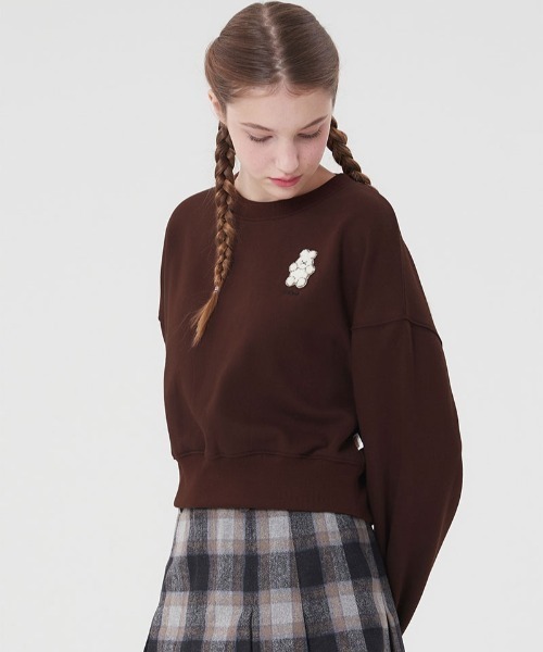 KIRSH(キルシー)の「KIRSH WITTY BUNNY CROP SWEATSHIRT クロップド丈スウェット(スウェット・レディース・グレー/アイボリー/ブラウン・ONE SIZE)」の3枚目の写真