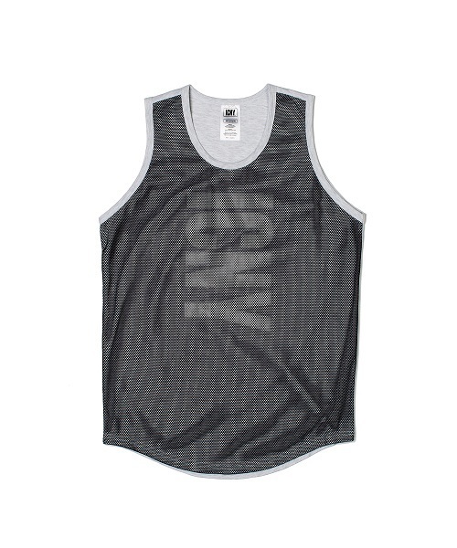 ICNY(アイシーエヌワイ)の「メンズ アイスコールド ニューヨーク リフレクター メッシュタンクトップ ICNY MESH OVERLAY TANKTOP(タンクトップ・メンズ・アッシュ・SMALL/MEDIUM/LARGE)」の1枚目の写真