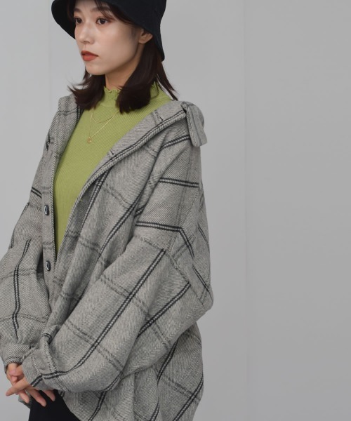 Auntie Rosa（アンティローザ）の「【Shoowtime】ビッグシルエット シャツジャケット Big silhouette Shirt jacket（その他アウター・レディース・ベージュ/グレー・FREE）」の7枚目の写真