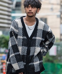 『SILVER BULLET SELECT AP/シルバーバレットセレクト』総柄シャギーニットVネックカーディガン