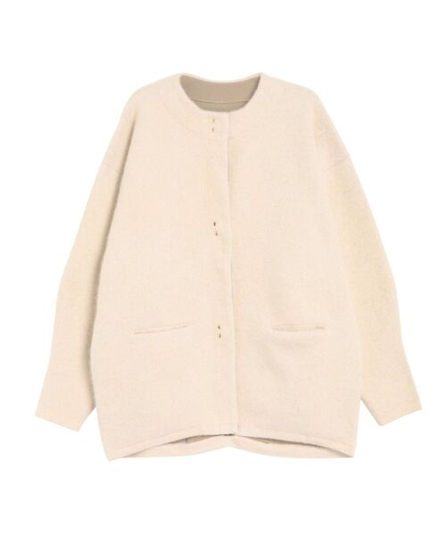 LAGUNAMOON（ラグナムーン）の「ラクーン配色コクーンカーディガン（カーディガン/ボレロ・レディース・アイボリー/チャコールグレー/モカ/イエロー/ブルー・FREE）」の7枚目の写真