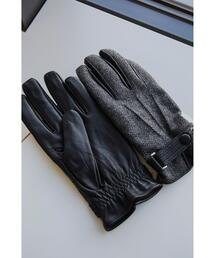 green label relaxing | ヘリンボーン×ラム ボタン グローブ -タッチスクリーン-(手袋)