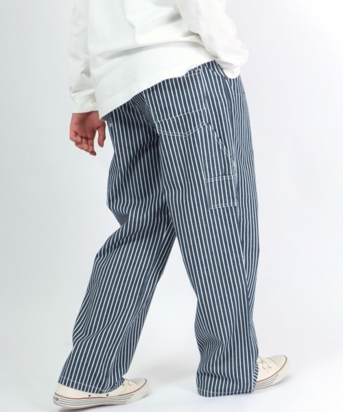 Salong hameu(サロン ハミュー)の「ハイウエスト ペインターパンツ/ワイドデニムパンツ メンズ レディース(デニムパンツ・メンズ・アイボリー/ブラック系その他/ワンウォッシュ/ライトインディゴブルー/ブルー系その他/ストライプ・M/L/LL)」の4枚目の写真