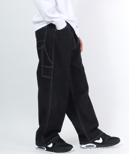 Salong hameu(サロン ハミュー)の「ハイウエスト ペインターパンツ/ワイドデニムパンツ メンズ レディース(デニムパンツ・メンズ・アイボリー/ブラック系その他/ワンウォッシュ/ライトインディゴブルー/ブルー系その他/ストライプ・M/L/LL)」の14枚目の写真