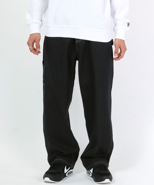 Salong hameu(サロン ハミュー)の「ハイウエスト ペインターパンツ/ワイドデニムパンツ メンズ レディース(デニムパンツ・メンズ・アイボリー/ブラック系その他/ワンウォッシュ/ライトインディゴブルー/ブルー系その他/ストライプ・M/L/LL)」の13枚目の写真