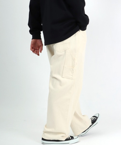 Salong hameu(サロン ハミュー)の「ハイウエスト ペインターパンツ/ワイドデニムパンツ メンズ レディース(デニムパンツ・メンズ・アイボリー/ブラック系その他/ワンウォッシュ/ライトインディゴブルー/ブルー系その他/ストライプ・M/L/LL)」の10枚目の写真