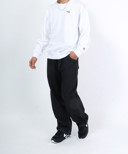 Salong hameu(サロン ハミュー)の「ハイウエスト ペインターパンツ/ワイドデニムパンツ メンズ レディース(デニムパンツ・メンズ・アイボリー/ブラック系その他/ワンウォッシュ/ライトインディゴブルー/ブルー系その他/ストライプ・M/L/LL)」の18枚目の写真