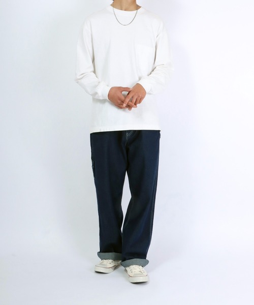 Salong hameu(サロン ハミュー)の「ハイウエスト ペインターパンツ/ワイドデニムパンツ メンズ レディース(デニムパンツ・メンズ・アイボリー/ブラック系その他/ワンウォッシュ/ライトインディゴブルー/ブルー系その他/ストライプ・M/L/LL)」の19枚目の写真