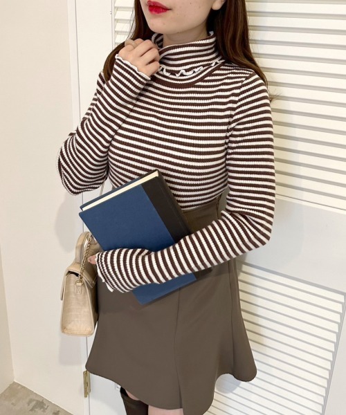 OLIVE des OLIVE（オリーブデオリーブ）の「着まわしタートルネックリブニット　1031050010（ニット/セーター・レディース・ブラック/オフホワイト/サックスブルー/ブラック系1/ブラウン系1・FREE）」の19枚目の写真