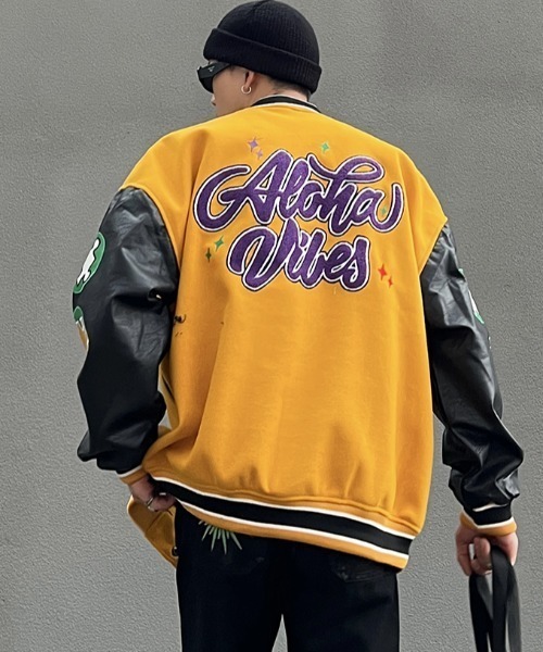 ARULE（アルール）の「『ARULE/アルール』サガラロゴパズルピースデザイン配色切り替えスタジャン【Y】【CN】（スタジャン・レディース・ブラック/イエロー・FREE）」の2枚目の写真