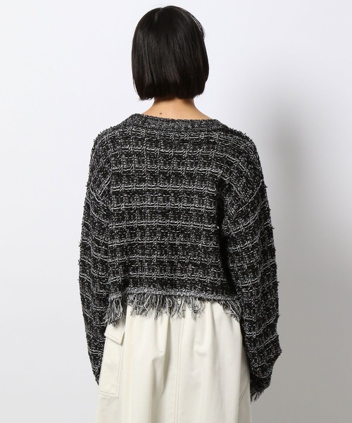 PAGEBOY(ページボーイ)の「ツイードライクフリンジニット(ニット/セーター・レディース・オフホワイト/ブラック/ラベンダー・FREE)」の16枚目の写真