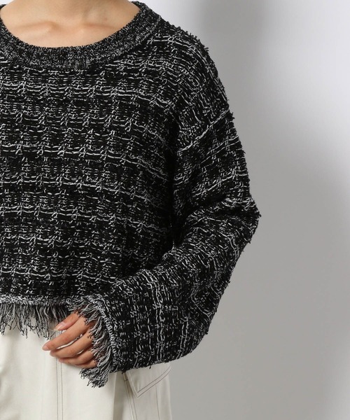 PAGEBOY(ページボーイ)の「ツイードライクフリンジニット(ニット/セーター・レディース・オフホワイト/ブラック/ラベンダー・FREE)」の18枚目の写真