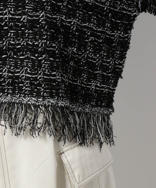 PAGEBOY(ページボーイ)の「ツイードライクフリンジニット(ニット/セーター・レディース・オフホワイト/ブラック/ラベンダー・FREE)」の19枚目の写真