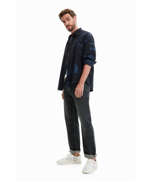 Desigual（デシグアル）の「イラスト リネンシャツ（シャツ/ブラウス・メンズ・ブラック/アイボリー・L/XXL/S/M/XL）」の7枚目の写真