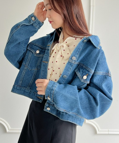 Loueme(ルエム)の「【23S/S 春夏新作】ルーズシルエットショートデニムジャケット(デニムジャケット・レディース・ブルー/ブラック系その他・FREE)」の8枚目の写真