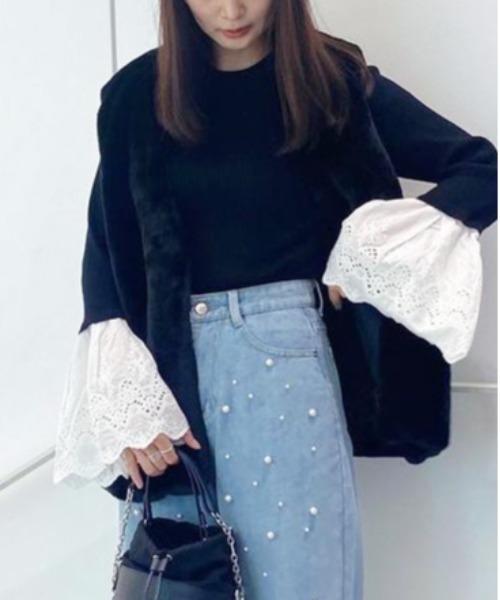 Meli rich（メリーリッチ）の「フェイクファーベスト（ベスト・レディース・ブラウン/ホワイト/ブラック・FREE）」の2枚目の写真