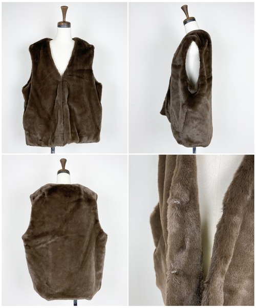 Meli rich（メリーリッチ）の「フェイクファーベスト（ベスト・レディース・ブラウン/ホワイト/ブラック・FREE）」の5枚目の写真