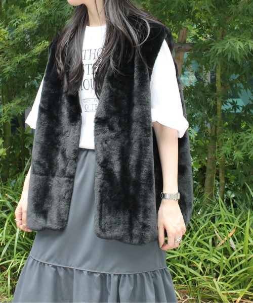 Meli rich（メリーリッチ）の「フェイクファーベスト（ベスト・レディース・ブラウン/ホワイト/ブラック・FREE）」の19枚目の写真