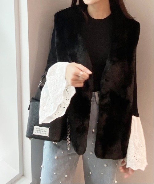 Meli rich（メリーリッチ）の「フェイクファーベスト（ベスト・レディース・ブラウン/ホワイト/ブラック・FREE）」の16枚目の写真