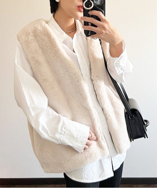 Meli rich（メリーリッチ）の「フェイクファーベスト（ベスト・レディース・ブラウン/ホワイト/ブラック・FREE）」の8枚目の写真