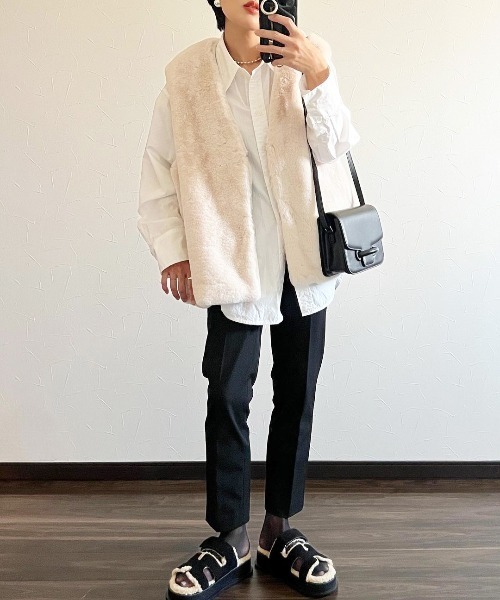 Meli rich（メリーリッチ）の「フェイクファーベスト（ベスト・レディース・ブラウン/ホワイト/ブラック・FREE）」の10枚目の写真