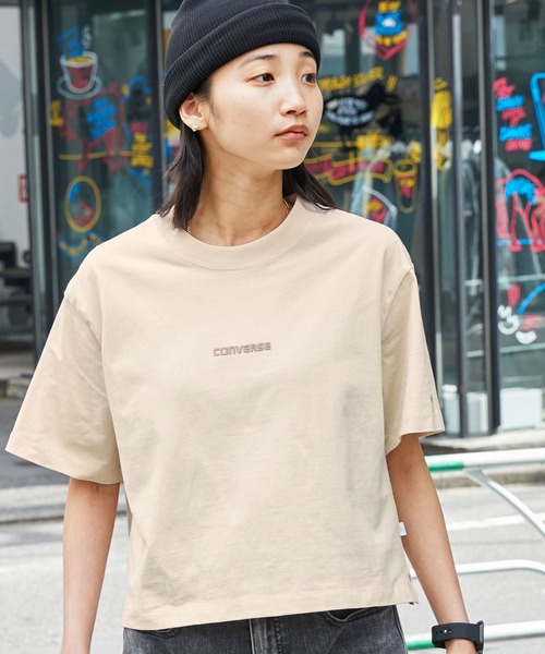 CONVERSE/コンバース アーチロゴプリントクロップド丈半袖Tシャツ（T