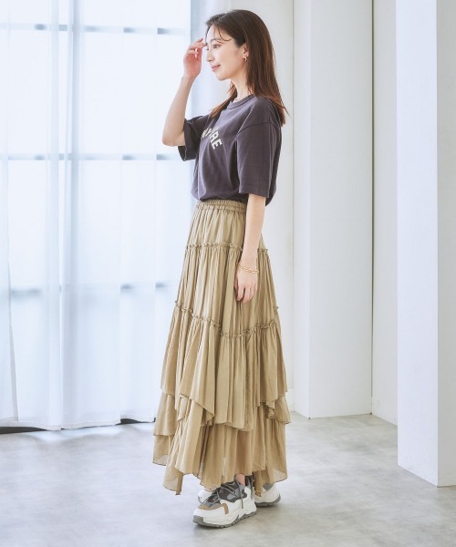 nissen(ニッセン)の「ドラマティックティアードスカート(スカート・レディース・ライトカーキ/ブラック/グレイッシュブルー・M/S/L/LL)」の9枚目の写真