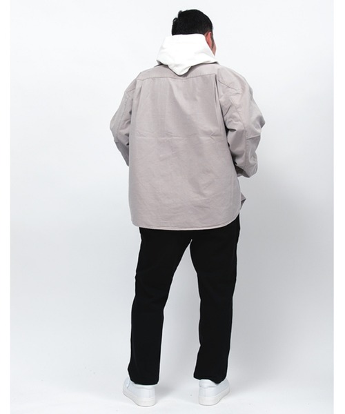 Alil(アリル)の「【Alil】ピケ&デニム シャツブルゾン シャツジャケット 大人カジュアル(ブルゾン・メンズ・ブルー/カーキ/グレイッシュベージュ・LARGE/MEDIUM/SMALL)」の6枚目の写真