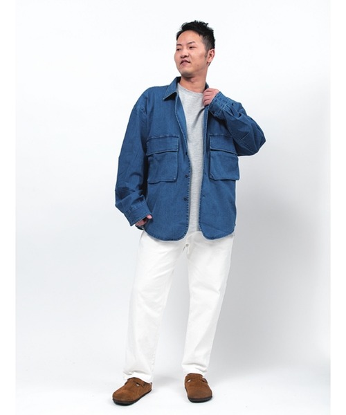 Alil(アリル)の「【Alil】ピケ&デニム シャツブルゾン シャツジャケット 大人カジュアル(ブルゾン・メンズ・ブルー/カーキ/グレイッシュベージュ・LARGE/MEDIUM/SMALL)」の11枚目の写真