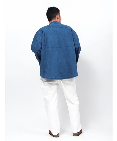 Alil(アリル)の「【Alil】ピケ&デニム シャツブルゾン シャツジャケット 大人カジュアル(ブルゾン・メンズ・ブルー/カーキ/グレイッシュベージュ・LARGE/MEDIUM/SMALL)」の12枚目の写真