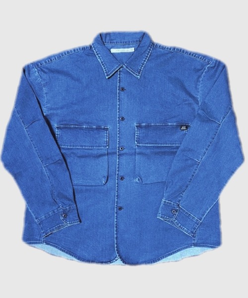 Alil(アリル)の「【Alil】ピケ&デニム シャツブルゾン シャツジャケット 大人カジュアル(ブルゾン・メンズ・ブルー/カーキ/グレイッシュベージュ・LARGE/MEDIUM/SMALL)」の17枚目の写真