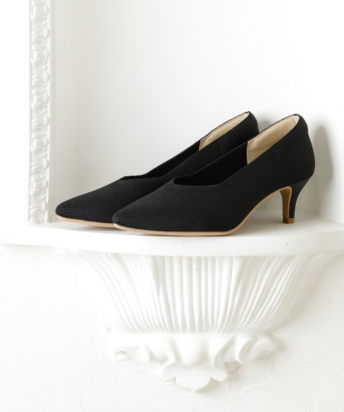 Noubel Voug Relax(ヌーベルヴォーグリラックス)の「ミドルヒールニットパンプス(パンプス・レディース・アイボリー/ブラック/パープル/ワイン/ベージュ系その他/ベージュ・M/S/L/LL)」の3枚目の写真