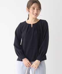 index | フェイクパールバー キーネックリップルトップス(Tシャツ/カットソー)