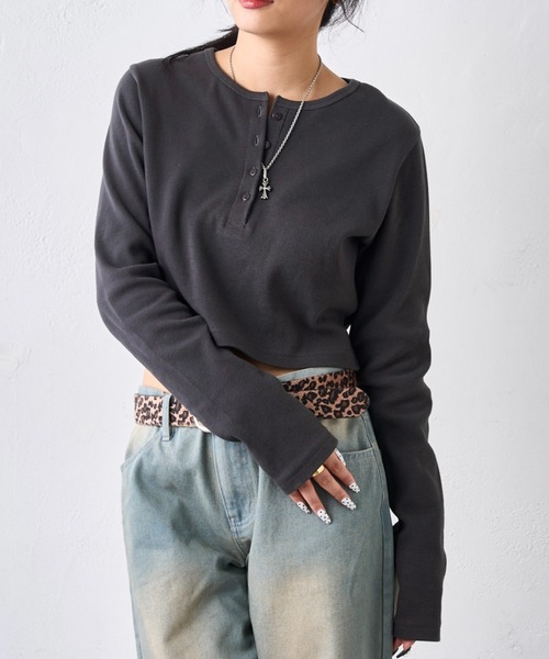 WEB限定】ヘンリーネックショートトップス（Tシャツ/カットソー