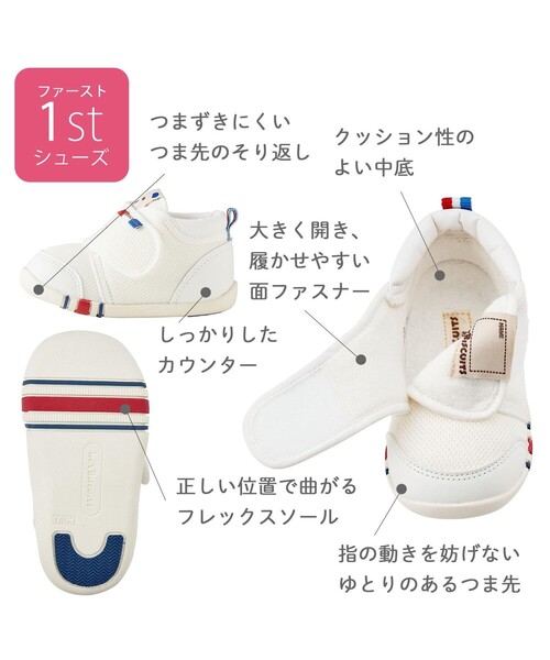 HOT BISCUITS（ホットビスケッツ）の「ファーストベビーシューズ（スニーカー・キッズ・ホワイト/ネイビー/レッド/マルチ・11.5cm/13.5cm/12cm/12.5cm/13cm）」の5枚目の写真