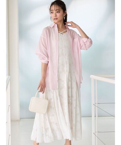 MERCURYDUO(マーキュリーデュオ)の「シアーストライプシャツ(シャツ/ブラウス・レディース・ベージュ/ブルー/ピンク・FREE)」の6枚目の写真