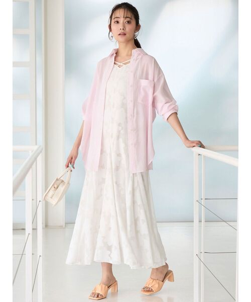 MERCURYDUO(マーキュリーデュオ)の「シアーストライプシャツ(シャツ/ブラウス・レディース・ベージュ/ブルー/ピンク・FREE)」の7枚目の写真