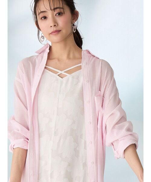 MERCURYDUO(マーキュリーデュオ)の「シアーストライプシャツ(シャツ/ブラウス・レディース・ベージュ/ブルー/ピンク・FREE)」の8枚目の写真