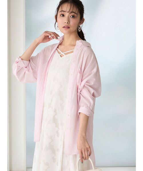 MERCURYDUO(マーキュリーデュオ)の「シアーストライプシャツ(シャツ/ブラウス・レディース・ベージュ/ブルー/ピンク・FREE)」の9枚目の写真