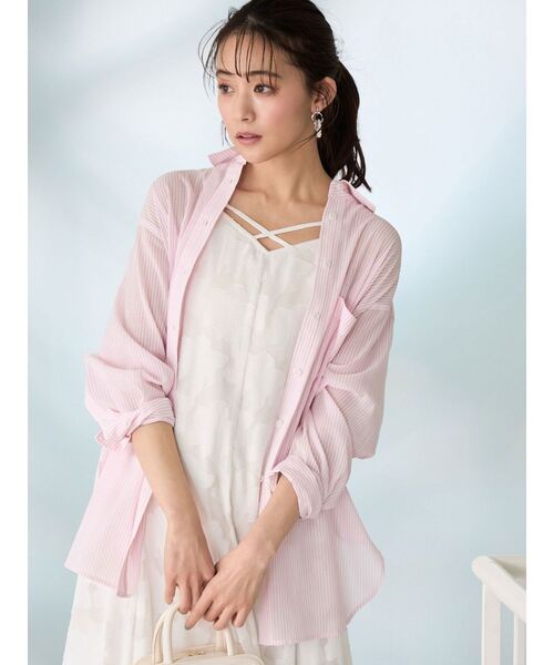 MERCURYDUO(マーキュリーデュオ)の「シアーストライプシャツ(シャツ/ブラウス・レディース・ベージュ/ブルー/ピンク・FREE)」の11枚目の写真