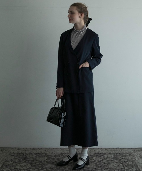 BONLECILL noir（ボンルシールノワール）の「【BONLECILLnoir】マジョリカプリーツシャーリング ハイネックシアープルオーバー（シャツ/ブラウス・レディース・ネイビー/ブルー/ブラック/オフホワイト/アイボリー/ピンク/グレー/ベージュ/チャコールグレー/レッド・FREE）」の14枚目の写真