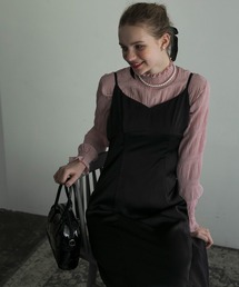 BONLECILL noir（ボンルシールノワール）の「【BONLECILLnoir】マジョリカプリーツシャーリング ハイネックシアープルオーバー（シャツ/ブラウス）」