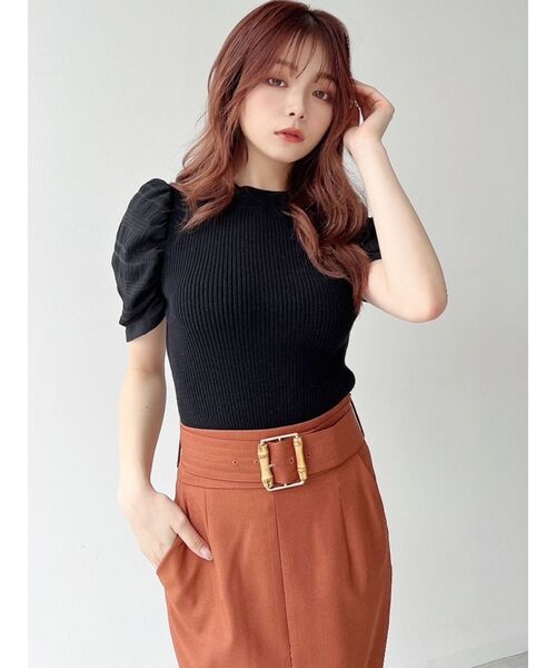 RESEXXY（リゼクシー）の「ショルダーチェックシアーニットトップス（ニット/セーター・レディース・ラベンダー/ブラック/ホワイト・FREE）」の21枚目の写真