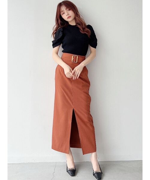 RESEXXY（リゼクシー）の「ショルダーチェックシアーニットトップス（ニット/セーター・レディース・ラベンダー/ブラック/ホワイト・FREE）」の7枚目の写真