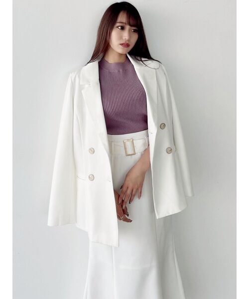 RESEXXY（リゼクシー）の「ショルダーチェックシアーニットトップス（ニット/セーター・レディース・ラベンダー/ブラック/ホワイト・FREE）」の18枚目の写真