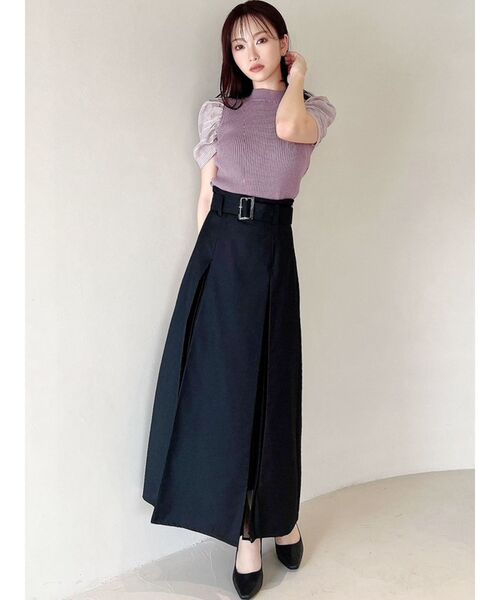 RESEXXY（リゼクシー）の「ショルダーチェックシアーニットトップス（ニット/セーター・レディース・ラベンダー/ブラック/ホワイト・FREE）」の22枚目の写真